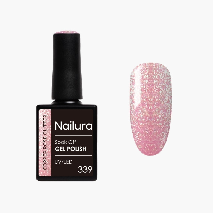 Nailura Gelpolish 339 – Copper Rose Glitter – 10 ml i gruppen HELSE OG SKJØNNHET / Manikyr/pedikyr / Neglelakk hos TP E-commerce Nordic AB (D41262)