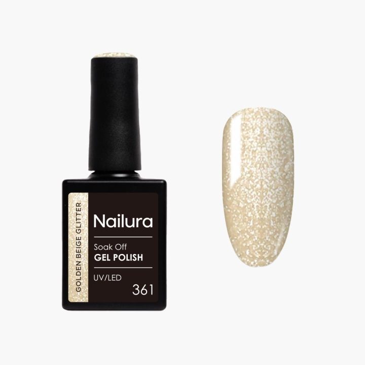 Nailura Gelpolish 361 – Golden Beige Glitter – 10 ml i gruppen HELSE OG SKJØNNHET / Manikyr/pedikyr / Neglelakk hos TP E-commerce Nordic AB (D41263)