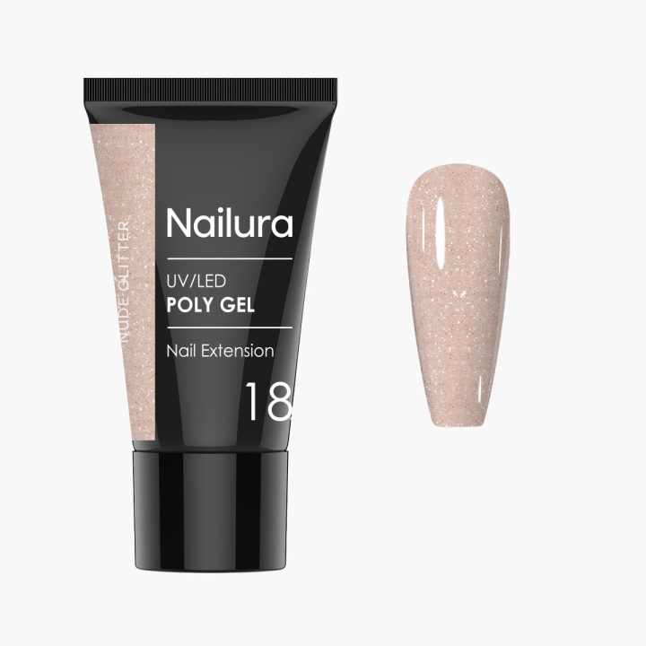 Nailura Poly Gel 18 – Nude Glitter – 30 ml i gruppen HELSE OG SKJØNNHET / Manikyr/pedikyr / Neglelakk hos TP E-commerce Nordic AB (D41326)
