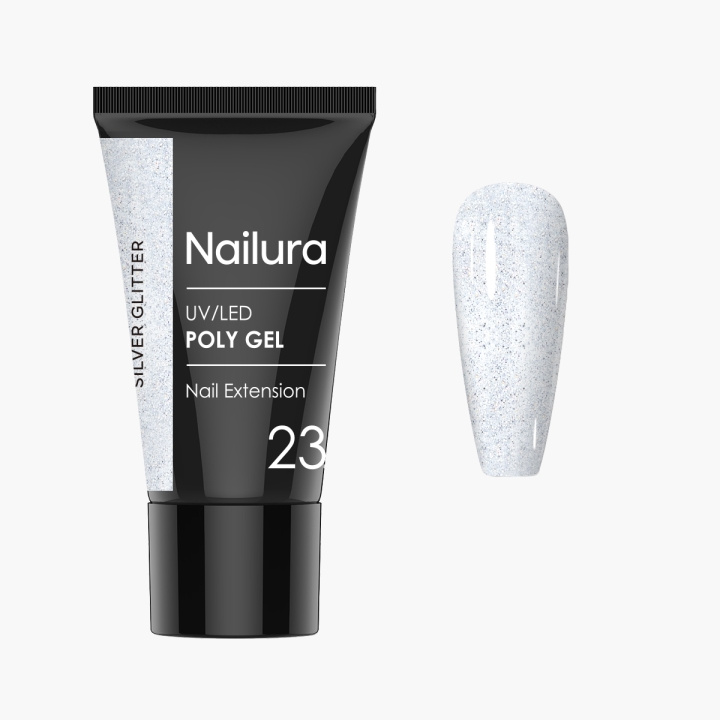Nailura Poly Gel 23 – Sølvglitter – 30 ml i gruppen HELSE OG SKJØNNHET / Manikyr/pedikyr / Neglelakk hos TP E-commerce Nordic AB (D41330)