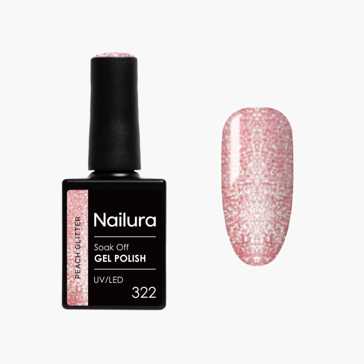 Nailura Gelpolish 322 – Peach Glitter – 10 ml i gruppen HELSE OG SKJØNNHET / Manikyr/pedikyr / Neglelakk hos TP E-commerce Nordic AB (D41567)
