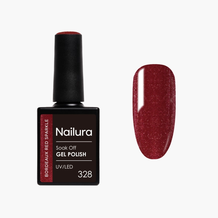 Nailura Gelpolish 328 – Bordeaux Red Sparkle – 10 ml i gruppen HELSE OG SKJØNNHET / Manikyr/pedikyr / Neglelakk hos TP E-commerce Nordic AB (D41570)