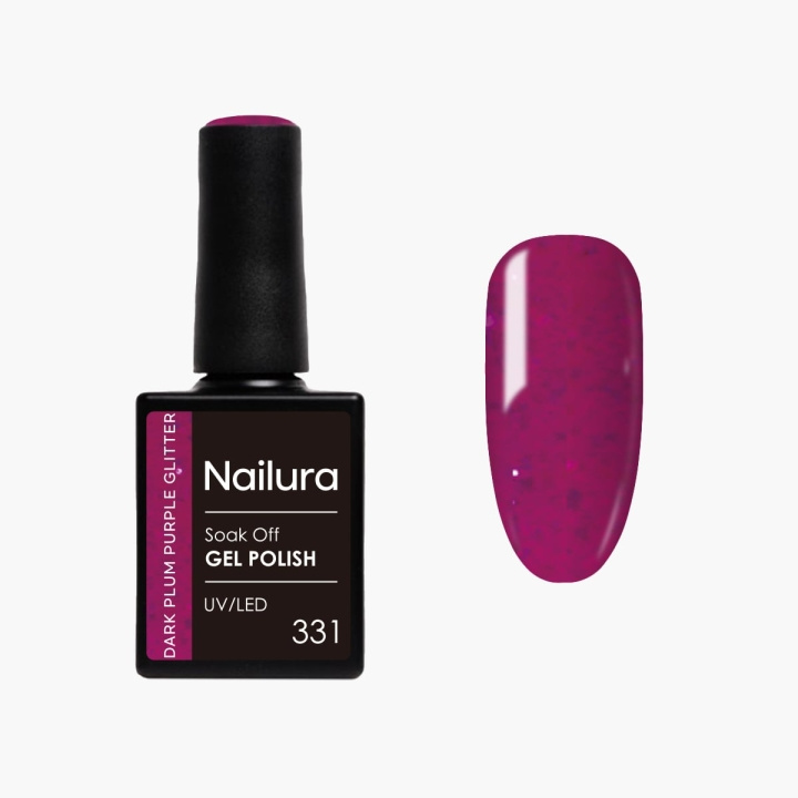 Nailura Gelpolish 331 – Mørk plomme-lilla med glitter – 10 ml i gruppen HELSE OG SKJØNNHET / Manikyr/pedikyr / Neglelakk hos TP E-commerce Nordic AB (D41573)