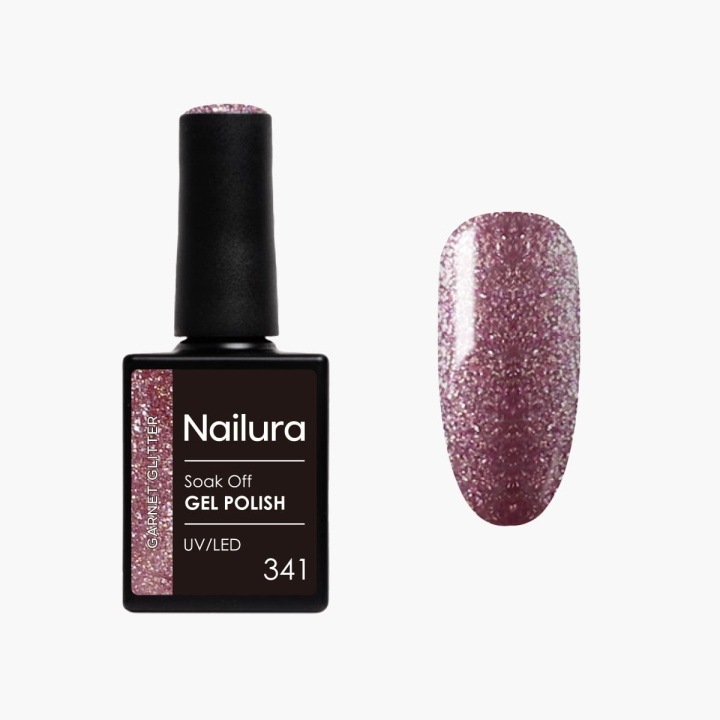 Nailura Gelpolish 341 Garnet Glitter – Dyp, støvete rosa-lilla med bærfarger – 10 ml i gruppen HELSE OG SKJØNNHET / Manikyr/pedikyr / Neglelakk hos TP E-commerce Nordic AB (D41576)