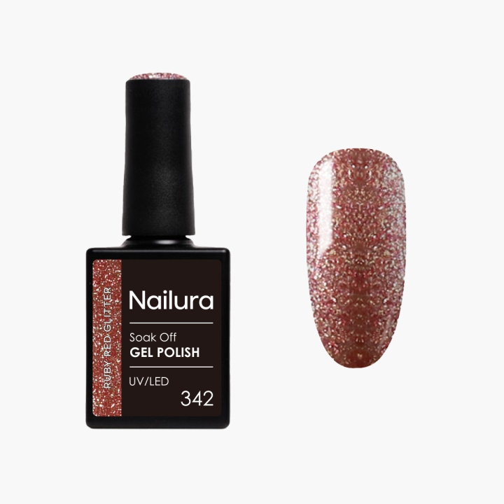 Nailura Gelpolish 342 – Ruby Red Glitter – 10 ml i gruppen HELSE OG SKJØNNHET / Manikyr/pedikyr / Neglelakk hos TP E-commerce Nordic AB (D41577)