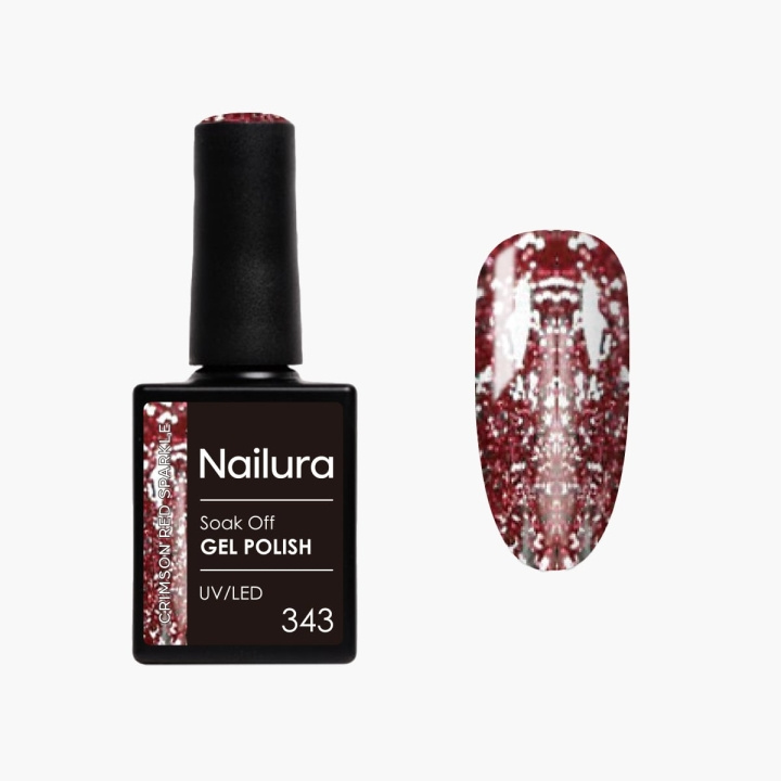 Nailura Gelpolish 343 – Crimson Red Sparkle – 10 ml i gruppen HELSE OG SKJØNNHET / Manikyr/pedikyr / Neglelakk hos TP E-commerce Nordic AB (D41578)