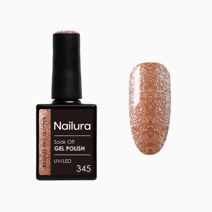 Nailura Gelpolish 345 – Bronse-rød glitter – 10 ml i gruppen HELSE OG SKJØNNHET / Manikyr/pedikyr / Neglelakk hos TP E-commerce Nordic AB (D41580)