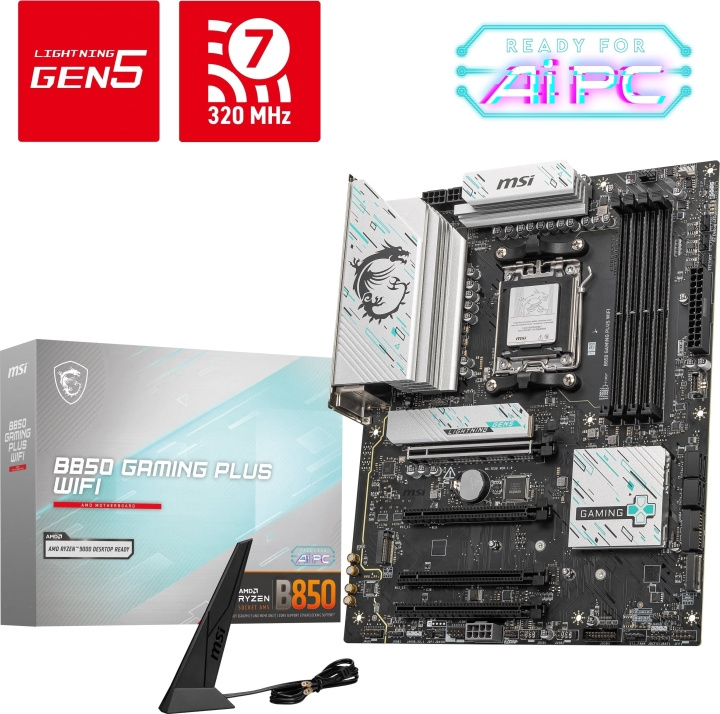 MSI B850 GAMING PLUS WIFI AM5 ATX-hovedkort i gruppen Datautstyr / PC-Komponenter / Hovedkort hos TP E-commerce Nordic AB (D41793)