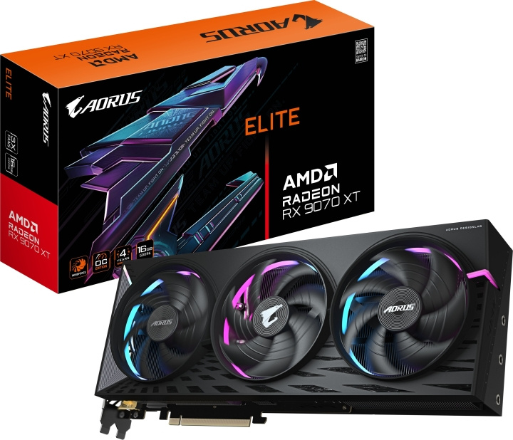 Gigabyte AORUS Radeon RX 9070 XT ELITE 16 GB grafikkort i gruppen Datautstyr / PC-Komponenter / Skjermkort hos TP E-commerce Nordic AB (D41846)