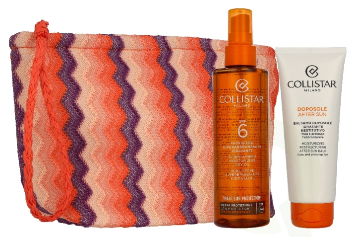 Collistar Sun Giftset 300 ml Super Tanning Dry Oil Spf6 200ml/After-Sun Balm 100ml/Pouch i gruppen HELSE OG SKJØNNHET / Hudpleie / Soling / Solkrem hos TP E-commerce Nordic AB (D41940)