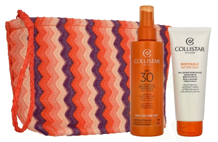 Collistar Sun Giftset 300 ml Tanning Spray Milk Spf30 200ml/After-Sun Balm 100ml/Pouch i gruppen HELSE OG SKJØNNHET / Hudpleie / Soling / Solkrem hos TP E-commerce Nordic AB (D41941)
