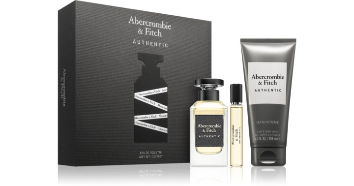 Abercrombie & Fitch Authentic Man EDT 100 ml + hår- og kroppsvask 200 ml + Authentic Man EDT 15 ml – gavepakke i gruppen HELSE OG SKJØNNHET / Gavesett / Gavesett for ham hos TP E-commerce Nordic AB (D42228)