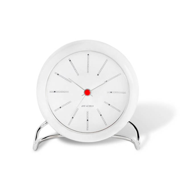 Arne Jacobsen Clocks Arne Jacobsen – Bankers bordklokke – Ø11 cm – Hvit i gruppen HJEM, HUS OG HAGE / Klokker & Teller / Vekkerklokker hos TP E-commerce Nordic AB (D42307)