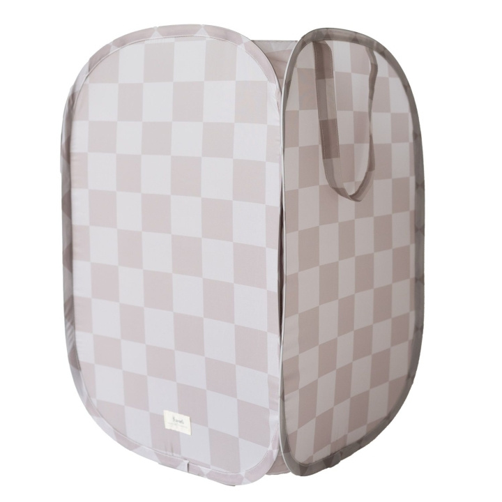 3 Sprouts Pop-Up-vaskeromskurv – Beige rutemønster – 36 cm x 36 cm x 58 cm i gruppen LEKER, BARN OG BABY / Barnerom / Lagring hos TP E-commerce Nordic AB (D42521)