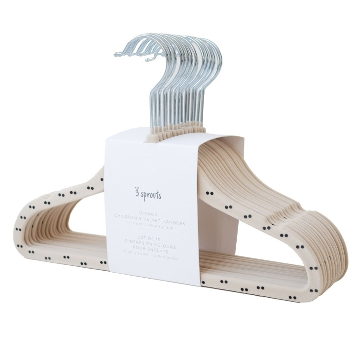 3 Sprouts Velourkleshengere (15 stk.) – Double Dot beige – 20,5 x 29 cm i gruppen HJEM, HUS OG HAGE / Innredning / Oppbevaring hos TP E-commerce Nordic AB (D42522)