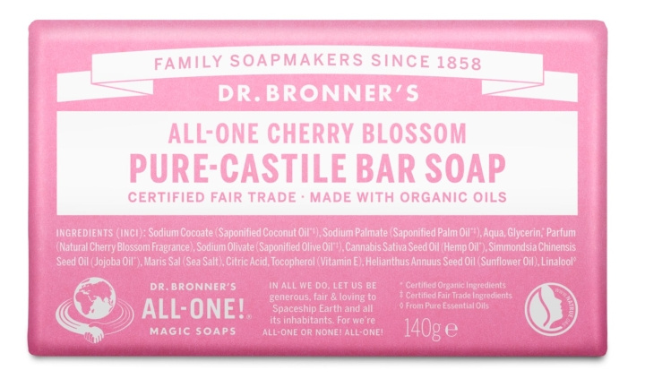 Dr. Bronner\'s Dr. Bronner\'s – Såpestykke med kirsebærblomst 140 g i gruppen HELSE OG SKJØNNHET / Hudpleie / Kroppspleie / Duftsåpe hos TP E-commerce Nordic AB (D43069)