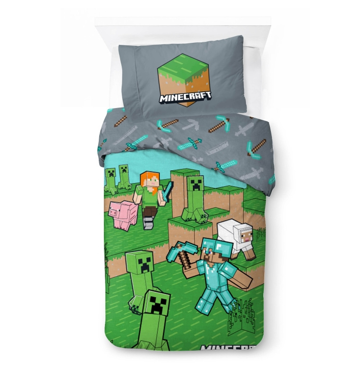 BrandMac Sengetøy – voksenstørrelse 140 x 200 cm – Minecraft-dyr og mobber (1029637) i gruppen HJEM, HUS OG HAGE / Innredning / Sengetøy hos TP E-commerce Nordic AB (D43333)