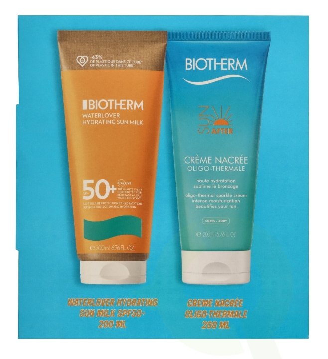 Biotherm Summer Sun Protection Giftset 400 ml Waterlover Hydrating Sunmilk SPF50 200ml/Creme Nacree Oligo Thermale 200ml i gruppen HELSE OG SKJØNNHET / Hudpleie / Soling / Solkrem hos TP E-commerce Nordic AB (D43782)