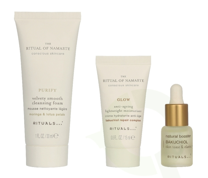 Rituals Namaste Set 51.5 ml Velvety Smooth Cleansing Foam 30ml/Anti-Ageing Lightweight Moisturiser 15ml/Bakuchiol Natural Booster 6,5ml i gruppen HELSE OG SKJØNNHET / Hudpleie / Ansikt hos TP E-commerce Nordic AB (D44120)