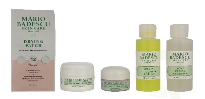 Mario Badescu Good Skin Is Forever & Clear Set 146 ml Acne Facial Cleanser 59ml/Special Cucumber Lotion 59ml/Healing & Soothing Mask 14gr/Hyaluronic Dew Cream 14gr/12 Patches i gruppen HELSE OG SKJØNNHET / Hudpleie / Ansikt hos TP E-commerce Nordic AB (D44129)