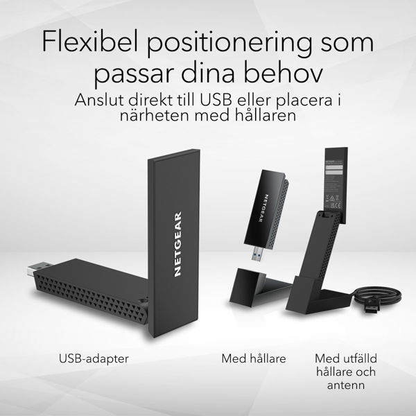 Netgear A8000 WiFi Adapter USB i gruppen Datautstyr / Nettverk / Extenders hos TP E-commerce Nordic AB (D44507)