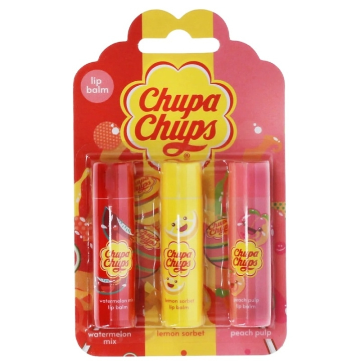 Chupa Chups Lip Balm Set 3pcs i gruppen HELSE OG SKJØNNHET / Makeup / Lepper / Leppepomade hos TP E-commerce Nordic AB (D45419)
