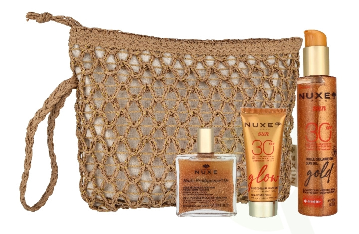 Nuxe Sun Glow Set 240 ml Tanning Oil SPF30 150ml/Glow Sun-Kissed Fluid SPF30 40ml/Huile Prodigieuse Multi-Purpose Dry Oil 50ml i gruppen HELSE OG SKJØNNHET / Hudpleie / Soling / Solkrem hos TP E-commerce Nordic AB (D45806)