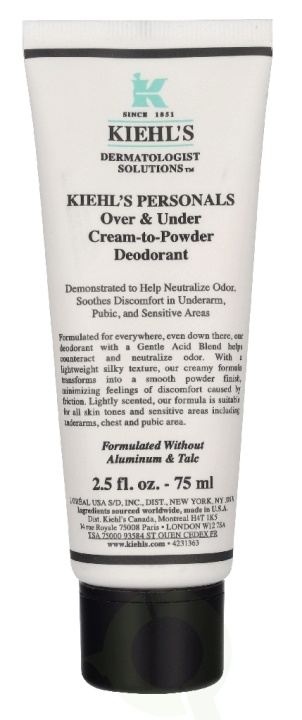 Kiehl\'s Over & Under Cream-To-Powder Deodorant 75 ml i gruppen HELSE OG SKJØNNHET / Duft og parfyme / Deodorant / Deo for henne hos TP E-commerce Nordic AB (D45819)