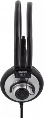 DELTACO hodetelefoner med volumkontroll 2,2m kabel