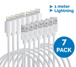 Lightning-kabel for iPhone og iPad, 1 meter, hvit, 7-pk
