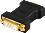 DELTACO DVI-adapter analog DVI-analog VGA, input-output,svart