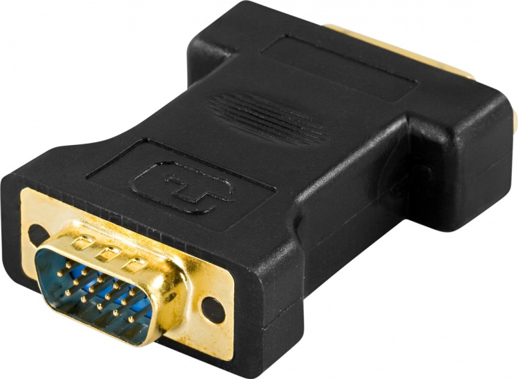 DELTACO DVI-adapter analog DVI-analog VGA, input-output,svart