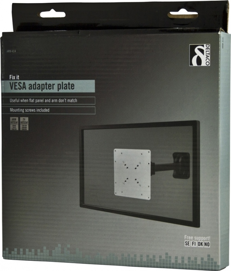 DELTACO VESA-forvandl. 75x75/100x100mm til 120x180/200x100/200x200mm