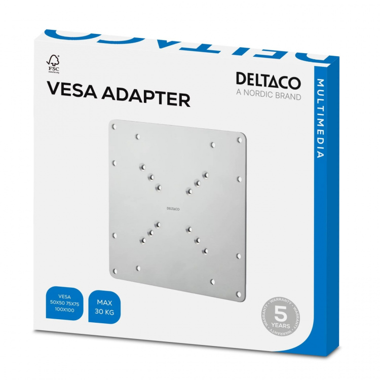 DELTACO VESA-forvandl. 75x75/100x100mm til 120x180/200x100/200x200mm