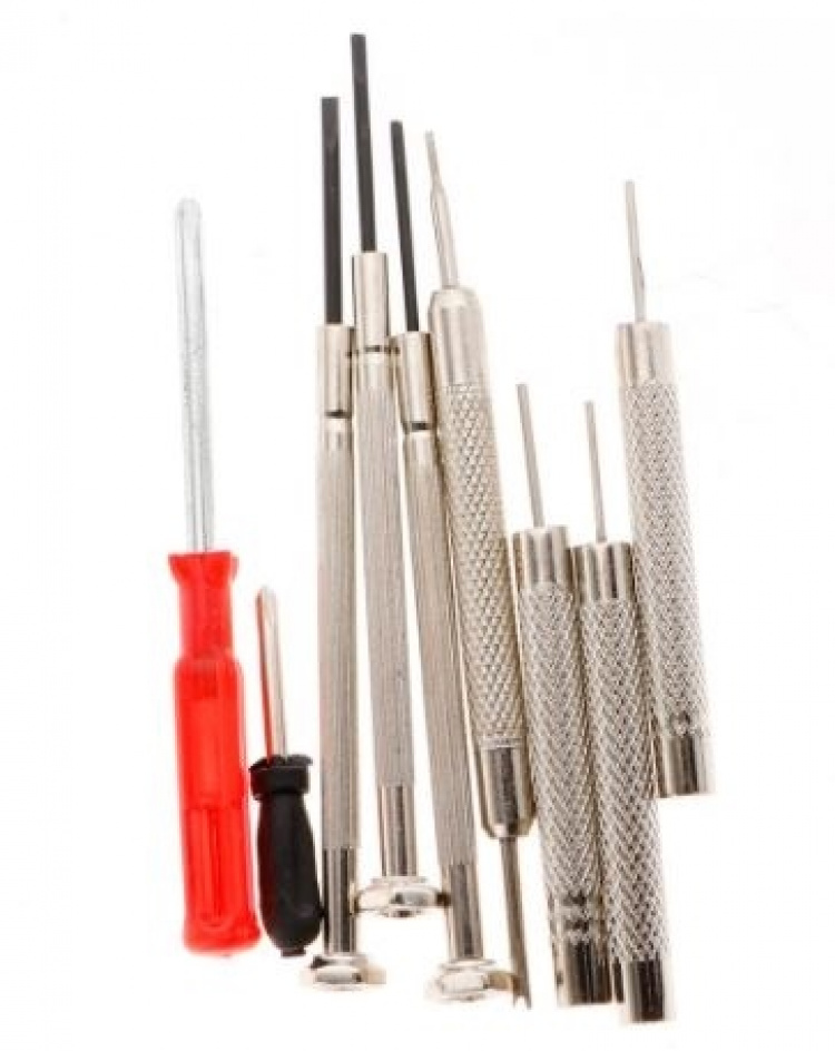 Reparasjonssett for klokker med 16 verktøy