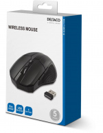DELTACO trådløs optisk mus, 5 knapper med scroll, DPI-val, USB, svar