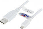 DELTACO USB 2.0 typ A til Micro-B USB, 5-pin, 3m, hvit