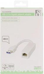 DELTACO USB 3.0 nettverksadapter, gigabit, 1xRJ45, hvit