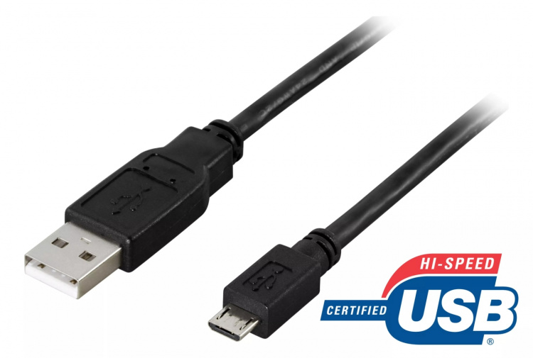 USB 2.0-kabel A hann - Micro B hann, 2 meter (USB-302S) USB 2.0-kabel A hann - Micro B hann, 2 meter (USB-302S)