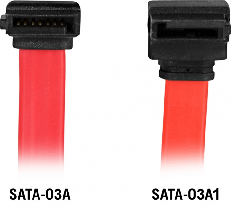 DELTACO SATA/SAS-kabel,vinklet (opp)-rett, 0,3m