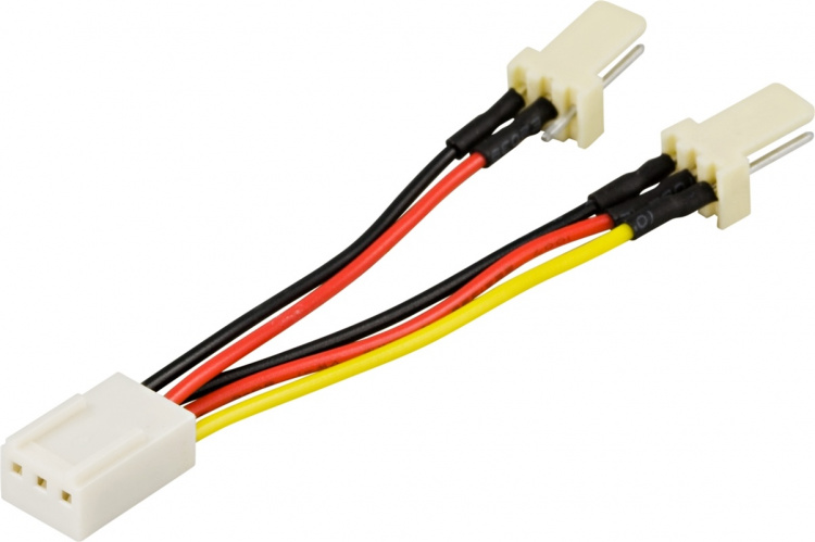 DELTACO adapterkabel for 3-pins vifter, Y-kabel 2-1