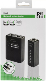 DELTACO kabeltester för RJ45/RJ12 & BNC, 2 delad, svart