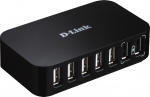 D-Link USB 2.0-hub 7 porter, med strømadapter (DUB-H7)