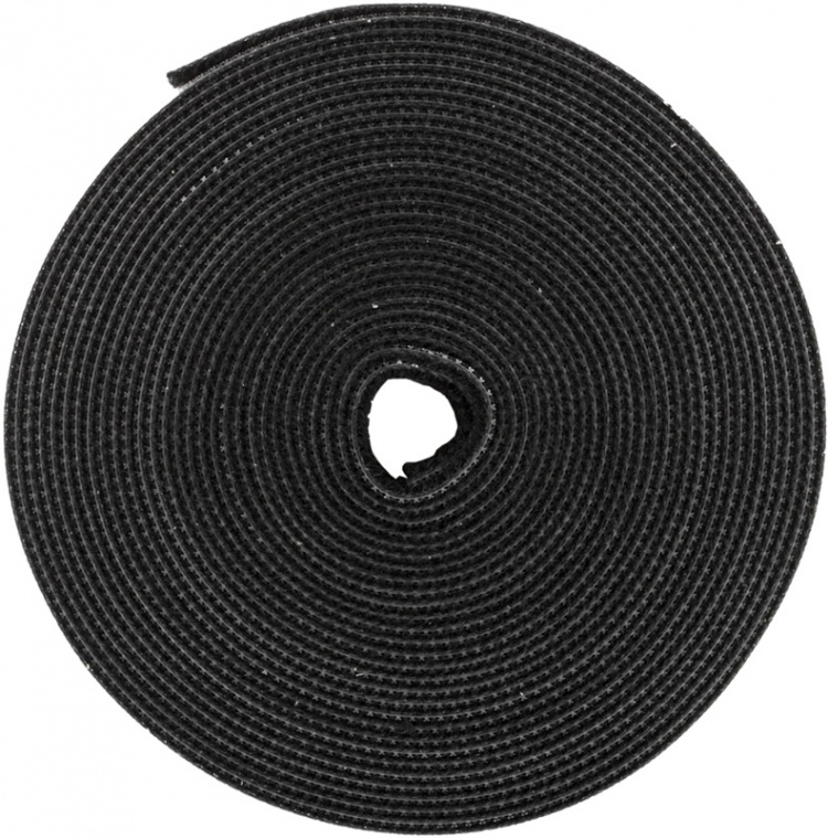 Kardborrband, 5m, 10mm, Svart