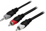 DELTACO lydkabel, 3,5mm output-2xRCA output 20m