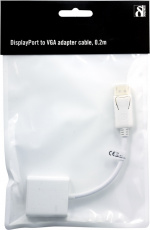 DELTACO DisplayPort til VGA-adapter, Full HD i 60H,hvit, 0,2m DELTACO DisplayPort til VGA-adapter, Full HD i 60H,hvit, 0,2m