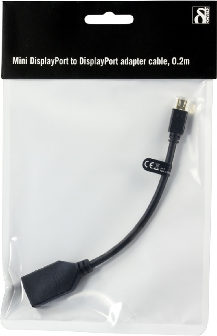 DELTACO Mini DisplayPort ha til DisplayPort, Ultra HD i 60Hz, 0,2m