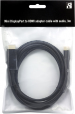 DELTACO mini DisplayPort til HDMI kabel med lyd, Full HD i 60Hz, 3m