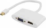 DELTACO mini DisplayPort til HDMI- og VGA-adapter, 0,25 m, hvit (DP-HDMIVGA1-K)