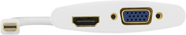 DELTACO mini DisplayPort til HDMI- og VGA-adapter, 0,25 m, hvit (DP-HDMIVGA1-K)